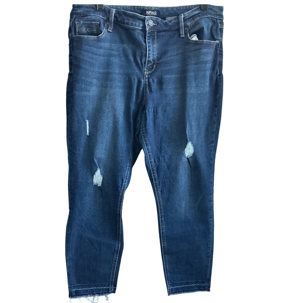 BUFFALO David Britton Mid Rise Distressed Raw Hem Jeans Blue 39x26